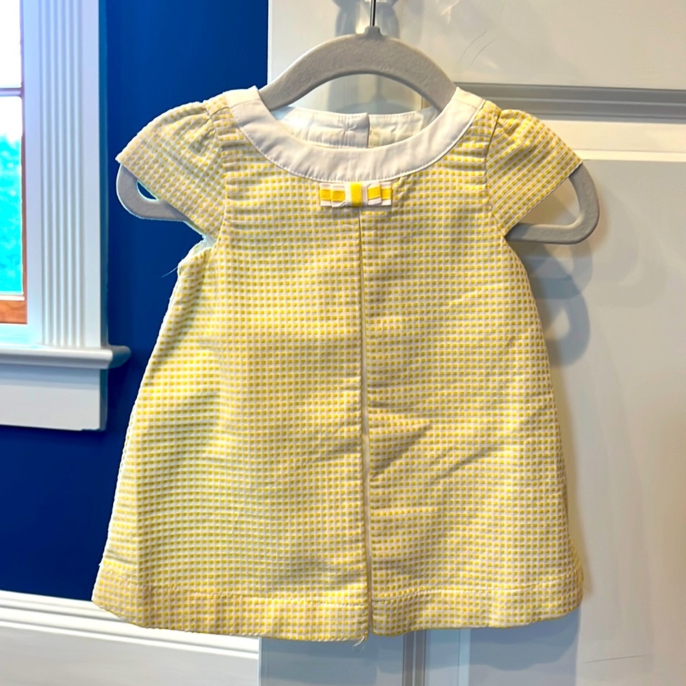 Janie & Jack new with tags yellow dress 0-3 month w adorable bow & front pleat